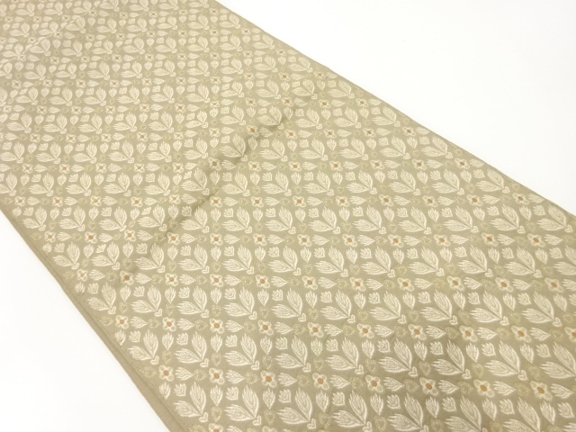 アンティーク　草花模様織出し袋帯（材料）